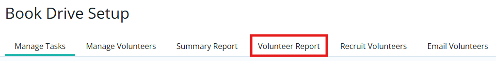 Click the Volunteer Report tab