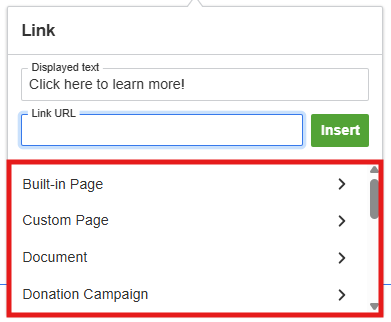 Select one of the link options below and click the specific content you wish to link to