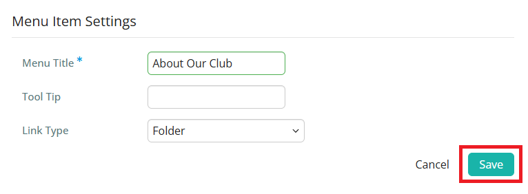 Enter the information and Folder link type and click Save