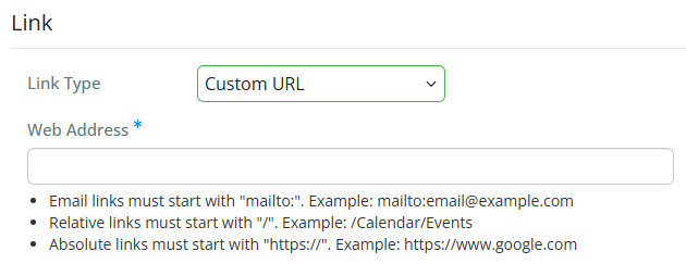 Enter the custom URL in the field