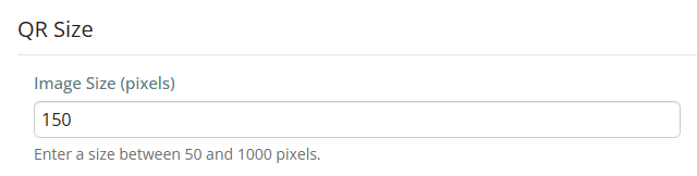 Enter the pixel size of the QR code