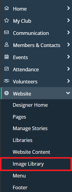 Click Website and then Image Library