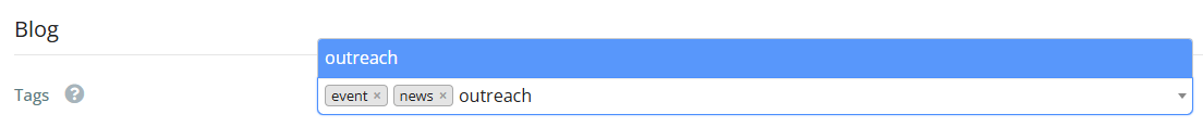 Enter tags into the typing field and click to add them