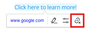 Click the linked text then the unlinking icon