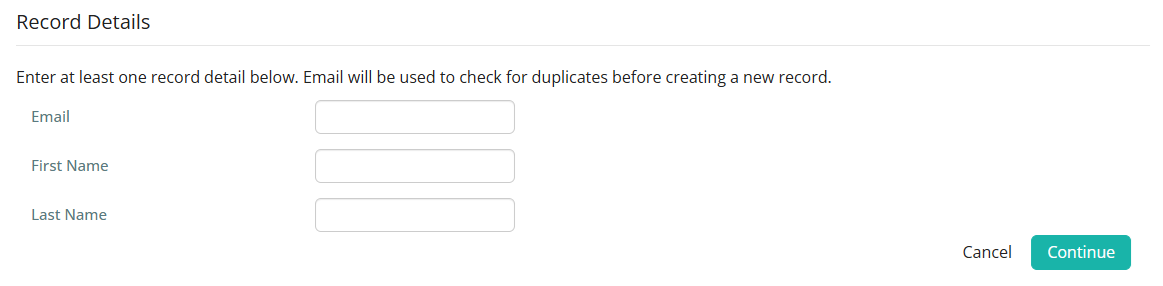 Enter email and name