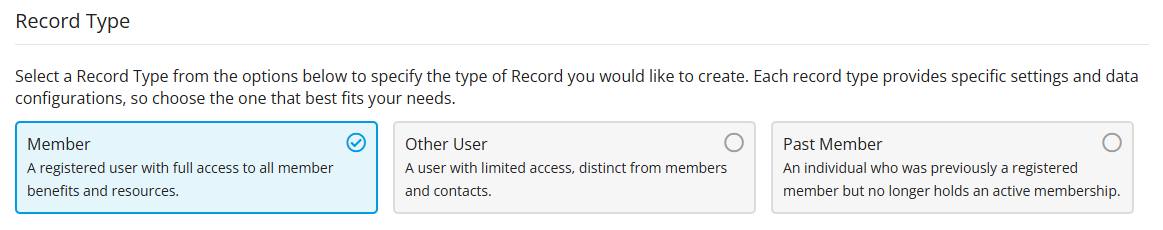 Select Member Type