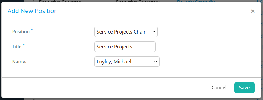 Select the Position, Title, and Name of the officer and click Save