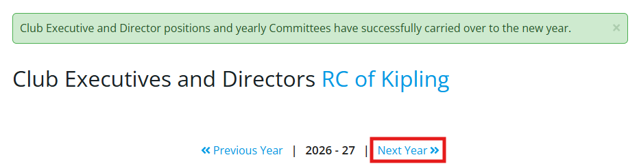Click Next Year to make further changes