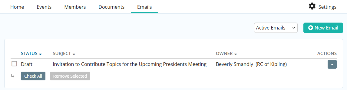 Group Email tab
