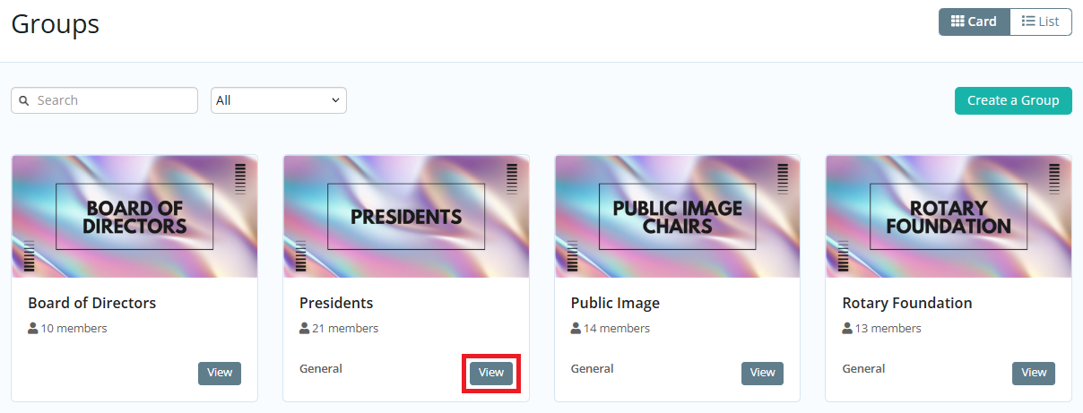 Click View to open a group