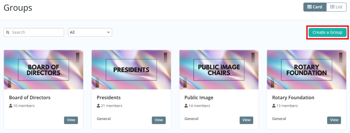 Click Create a Group in the top right-hand corner