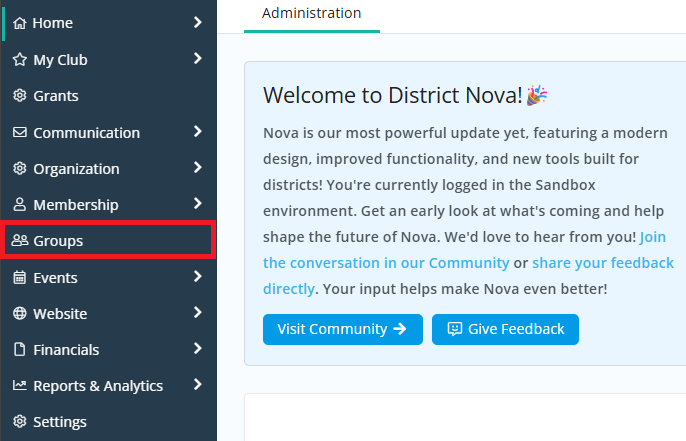 Click Groups in the left-hand menu