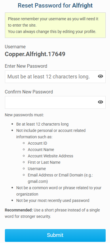 Enter and confirm your new password