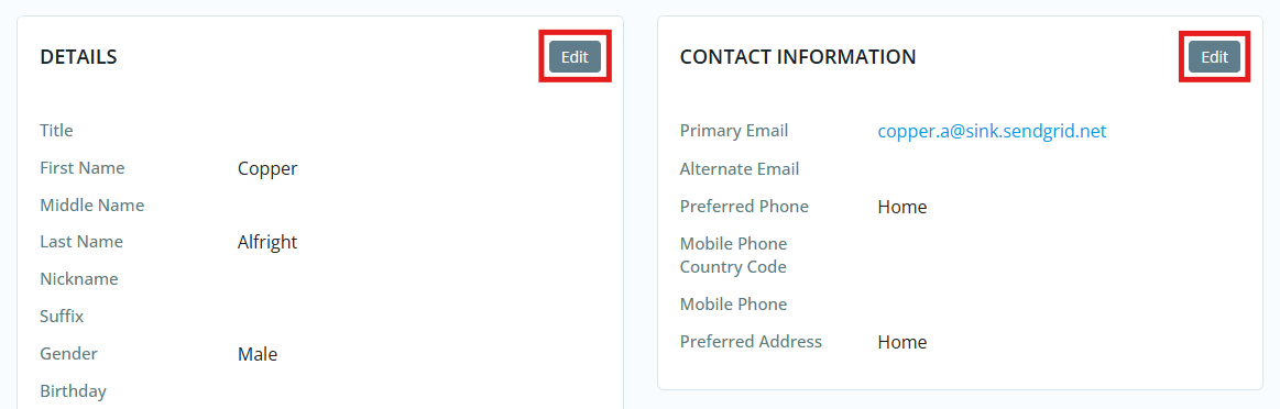 Click Edit in the corner of each box to make changes