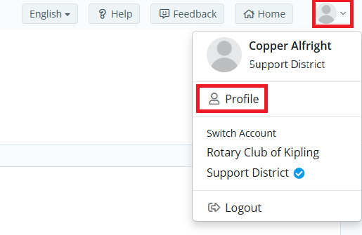 Click the Profile icon and then Profile