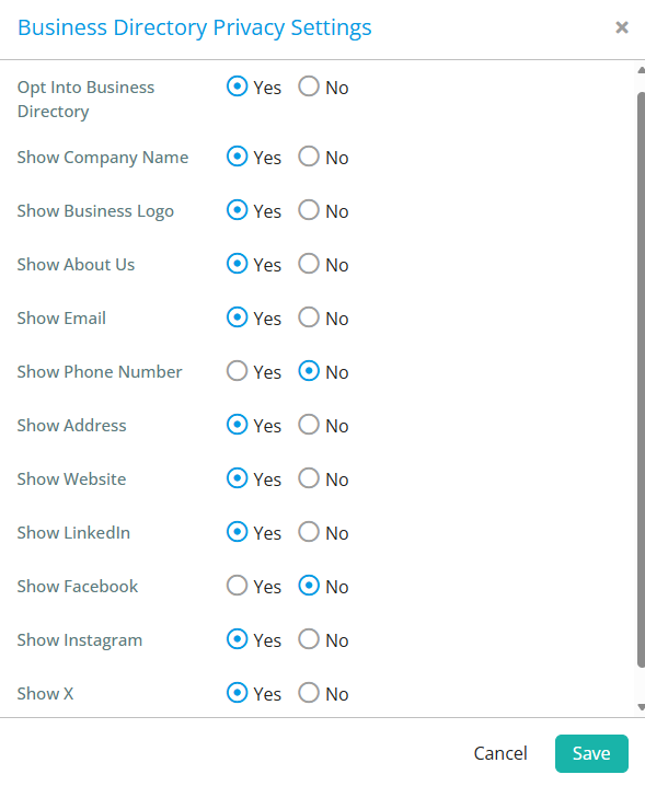 Determine what information is public and click Save