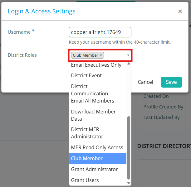 Select the appropriate district roles and click Save