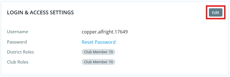 Click the Edit button in Login & Access Settings