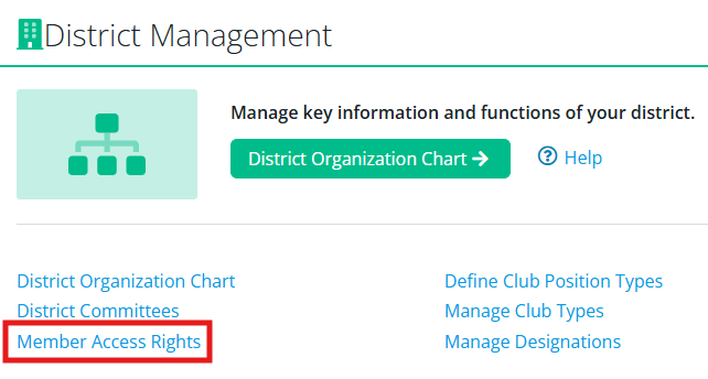Click Member Access Rights in the dashboard