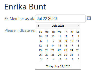 Enter the termination date using the date selector