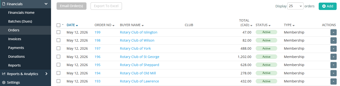Bill your clubs directly through the Financials module