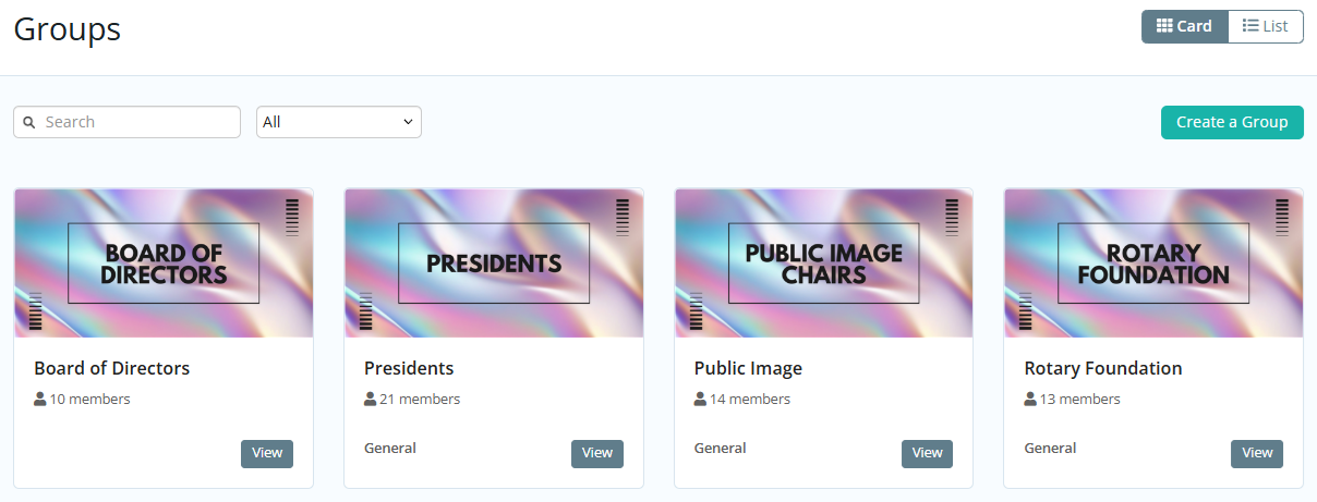 Create custom groups to organize leadership activities