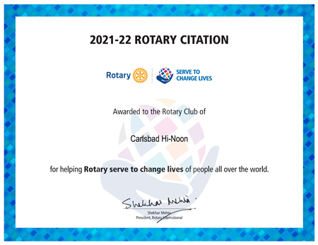 Rotary International Citation 21-22