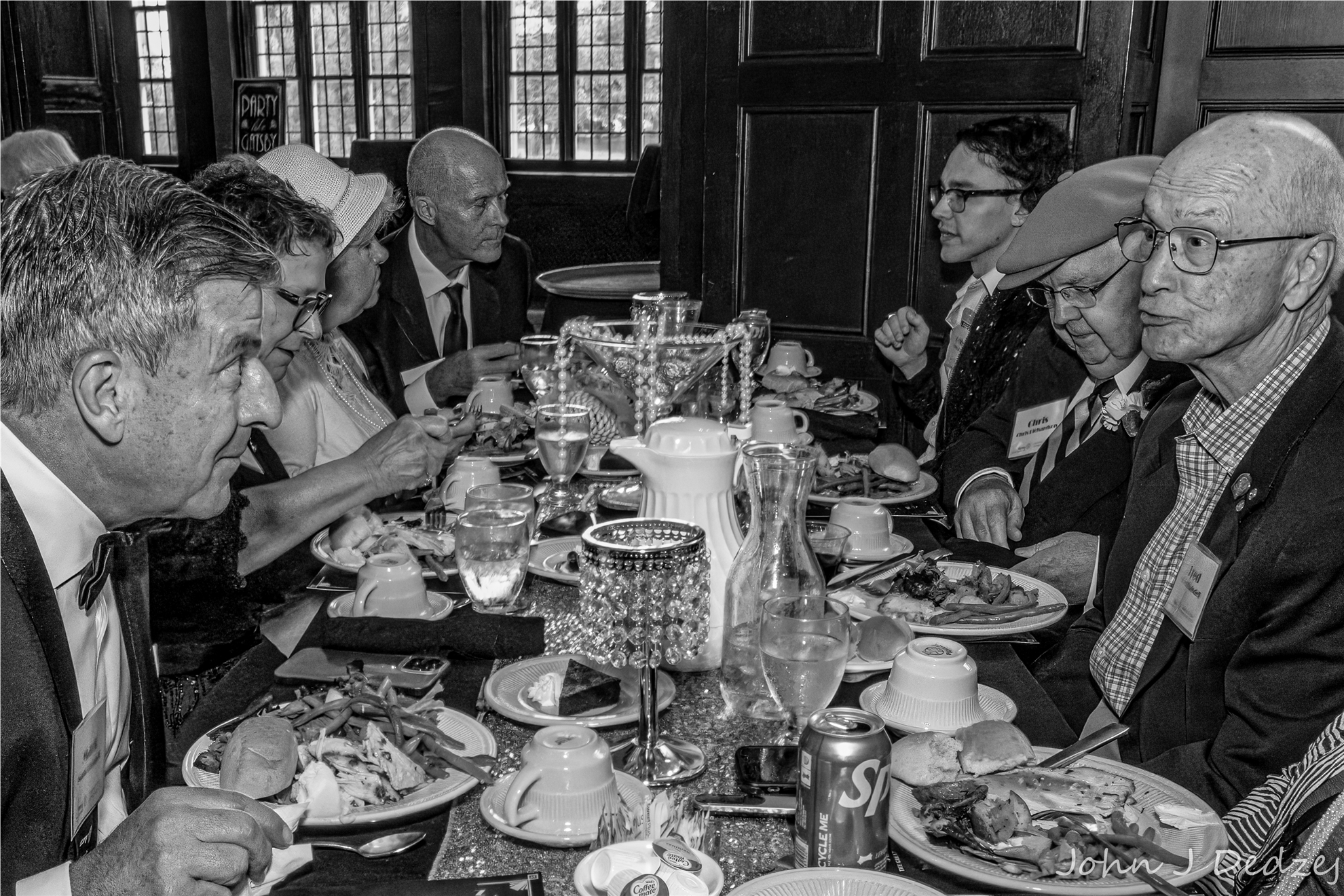 Members eating dinner