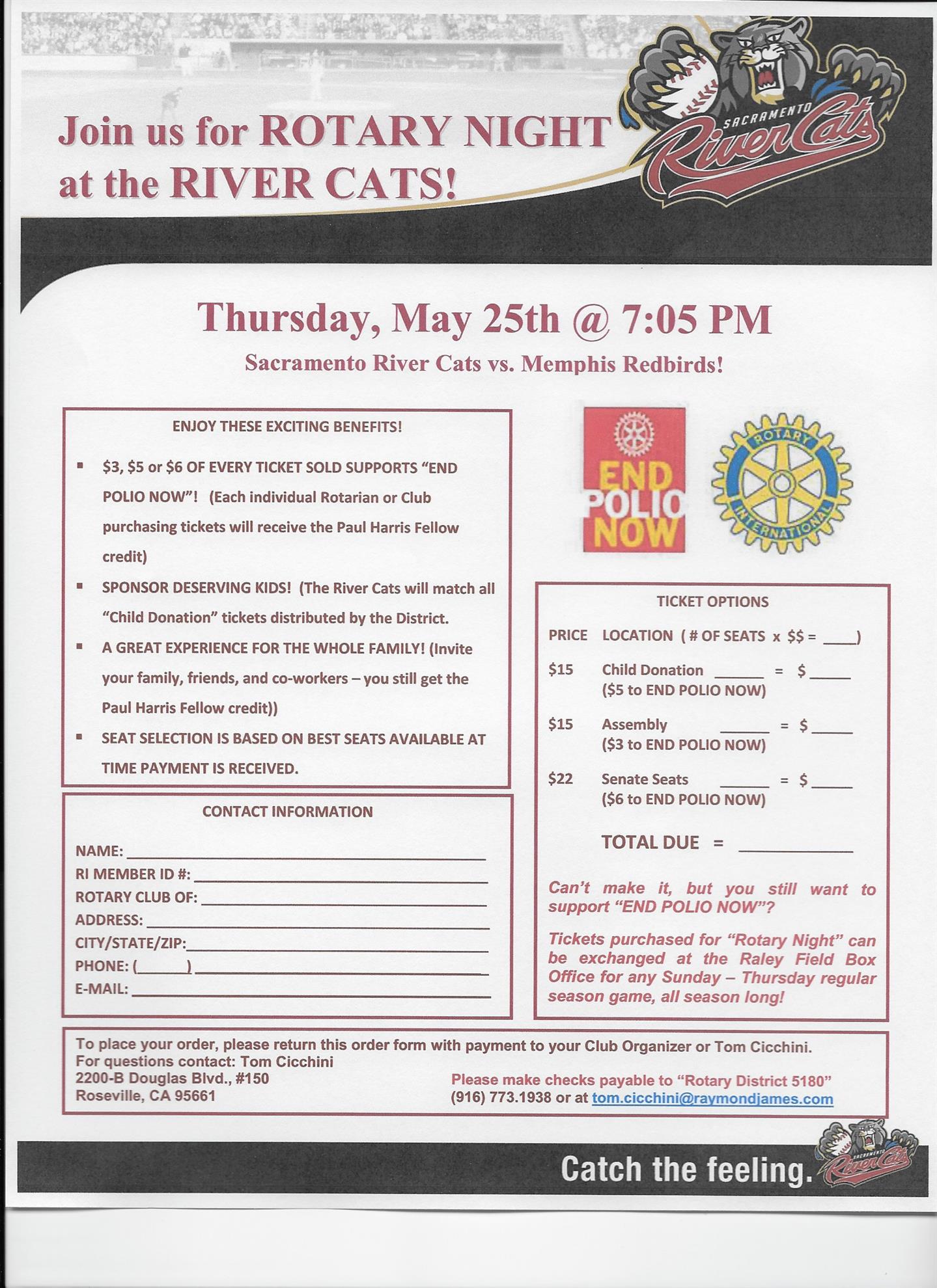 River Cats Rotary Night Rotary Club of Carmichael