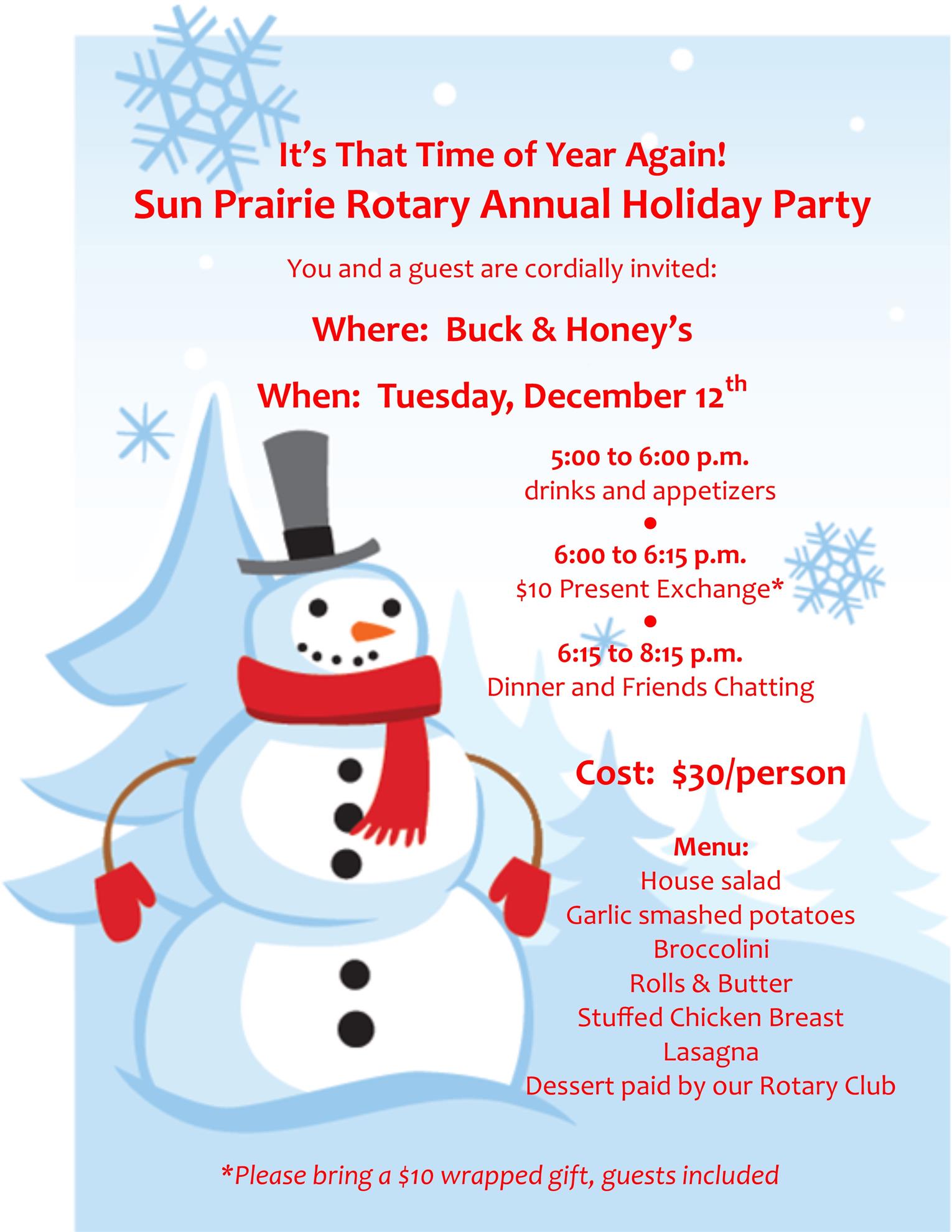 Holiday Party 2017 | Rotary Club of Sun Prairie