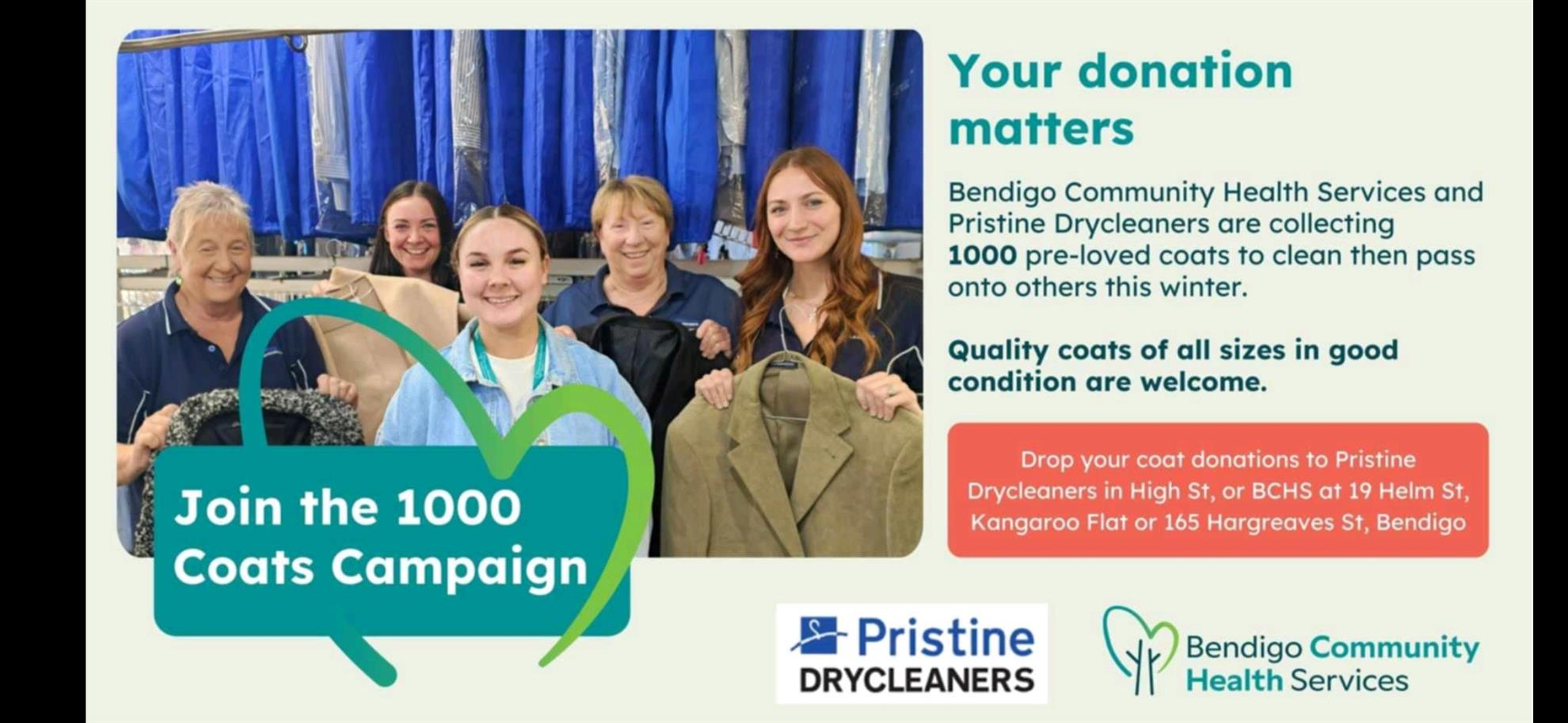 Bendigo Community Health 1000 Coats Campaign