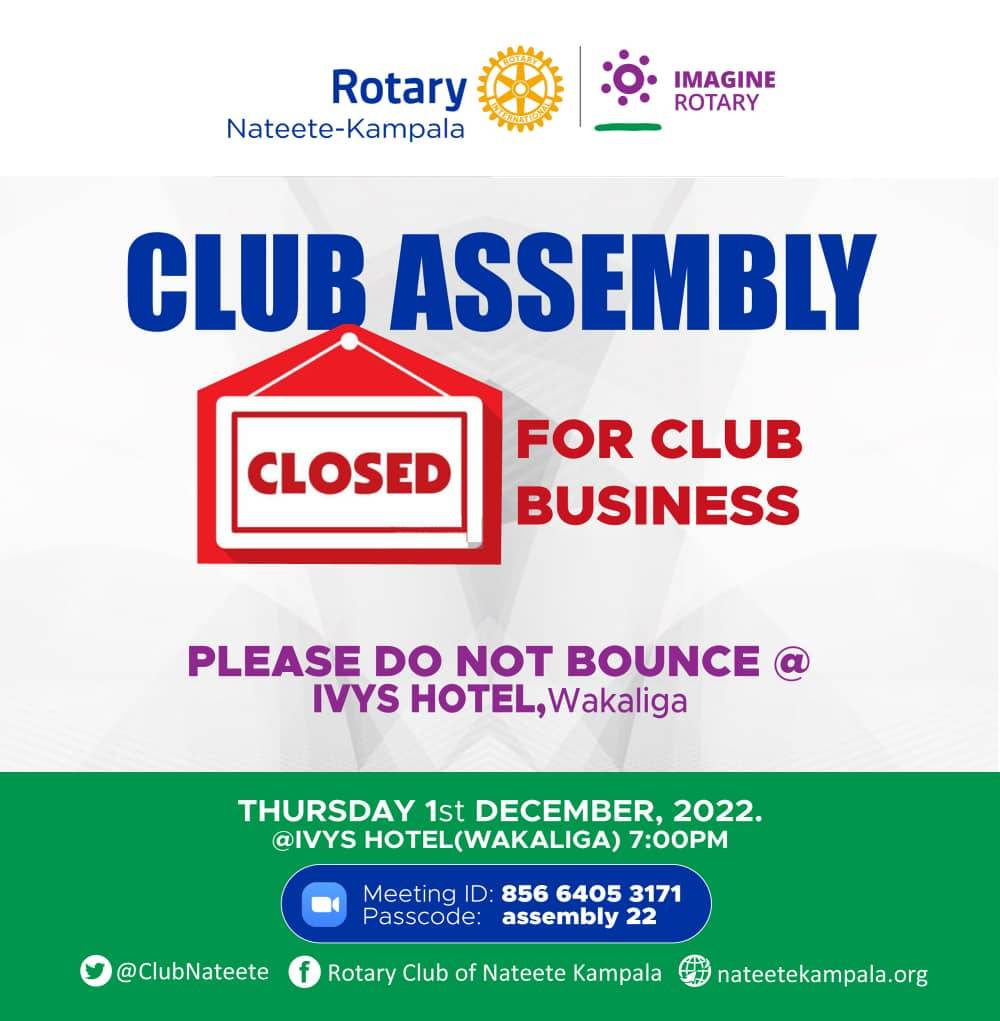 Closed club assembly Rotary Club of NateeteKampala