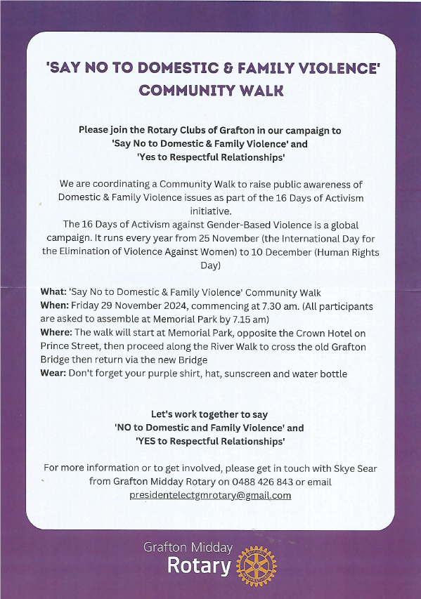 Say No to Domestic and Family Violence | Rotary Club of Grafton Midday