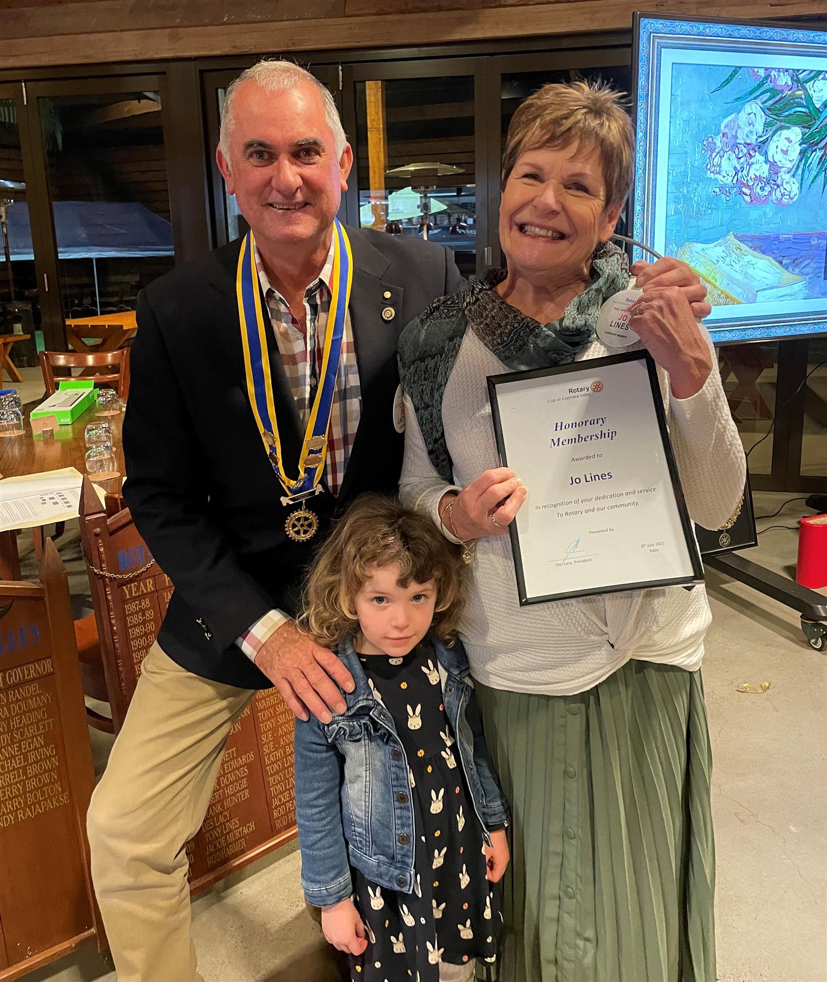 Jo Lines and Harper - Honorary Member Presentation