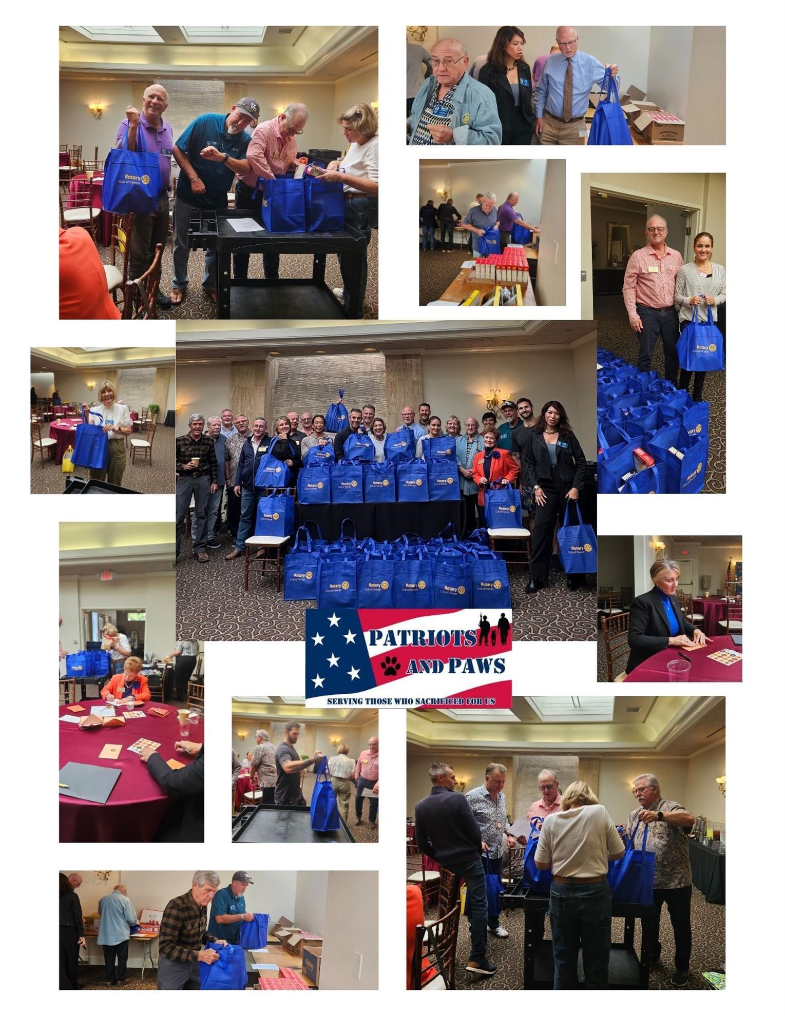 Patriots and Paws for Thanksgiving bags to be given to Veterans