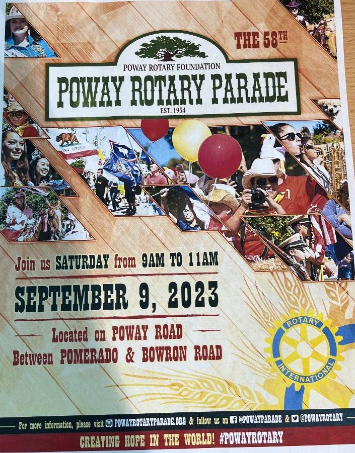 Parade in September!! Rotary Club of PowayScripps