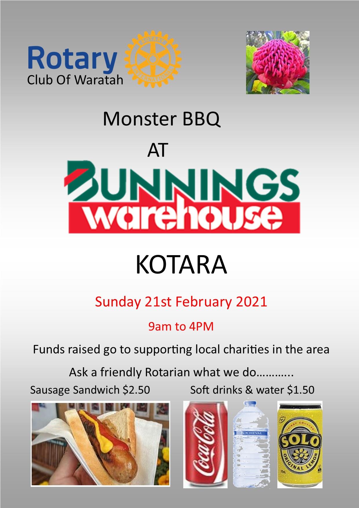 Bunnings BBQ 21st February Rotary Club of Waratah