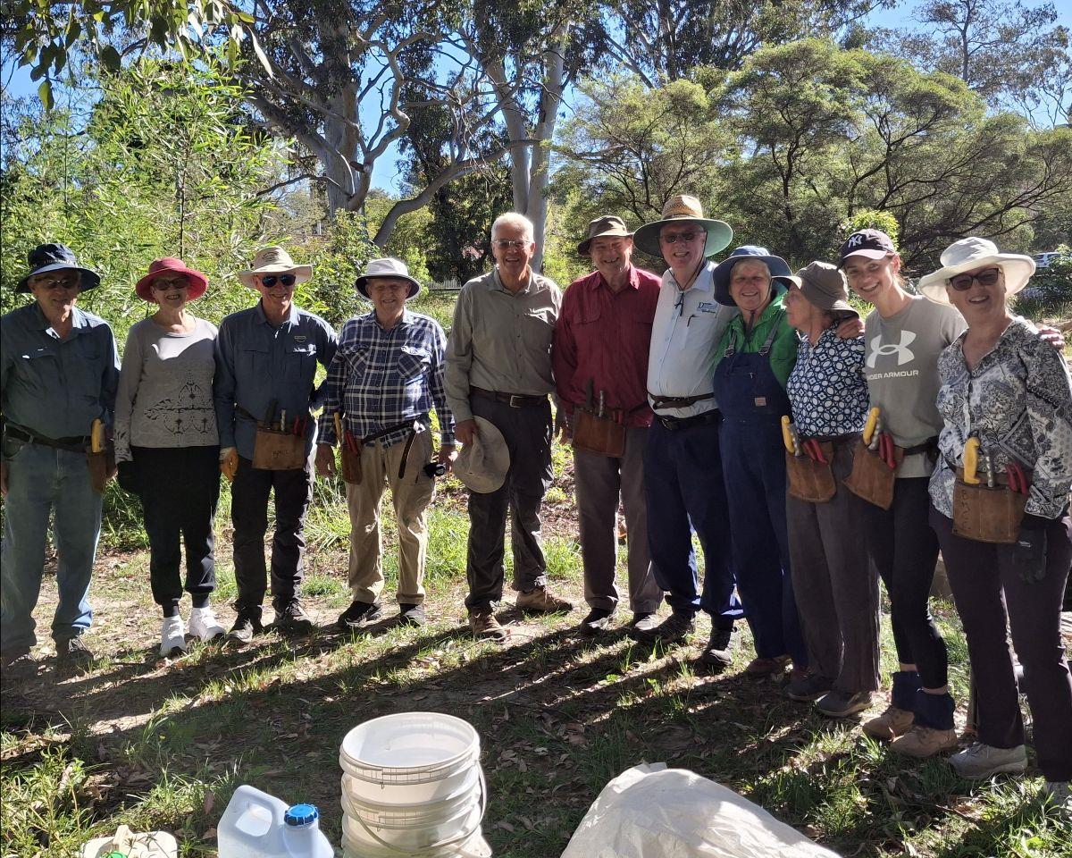 The Lower Blue Mountains Rotary volunteer team standing together at Whitton Park