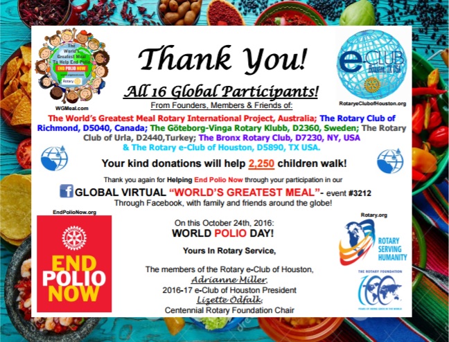 Rotary: World's Greatest Meal to Help End Polio