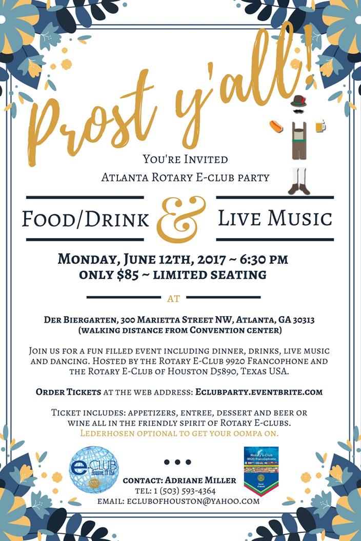 GOING TO ATLANTA? THIS IS OUT PARTY on JUNE 12th | Rotary e-Club of Houston