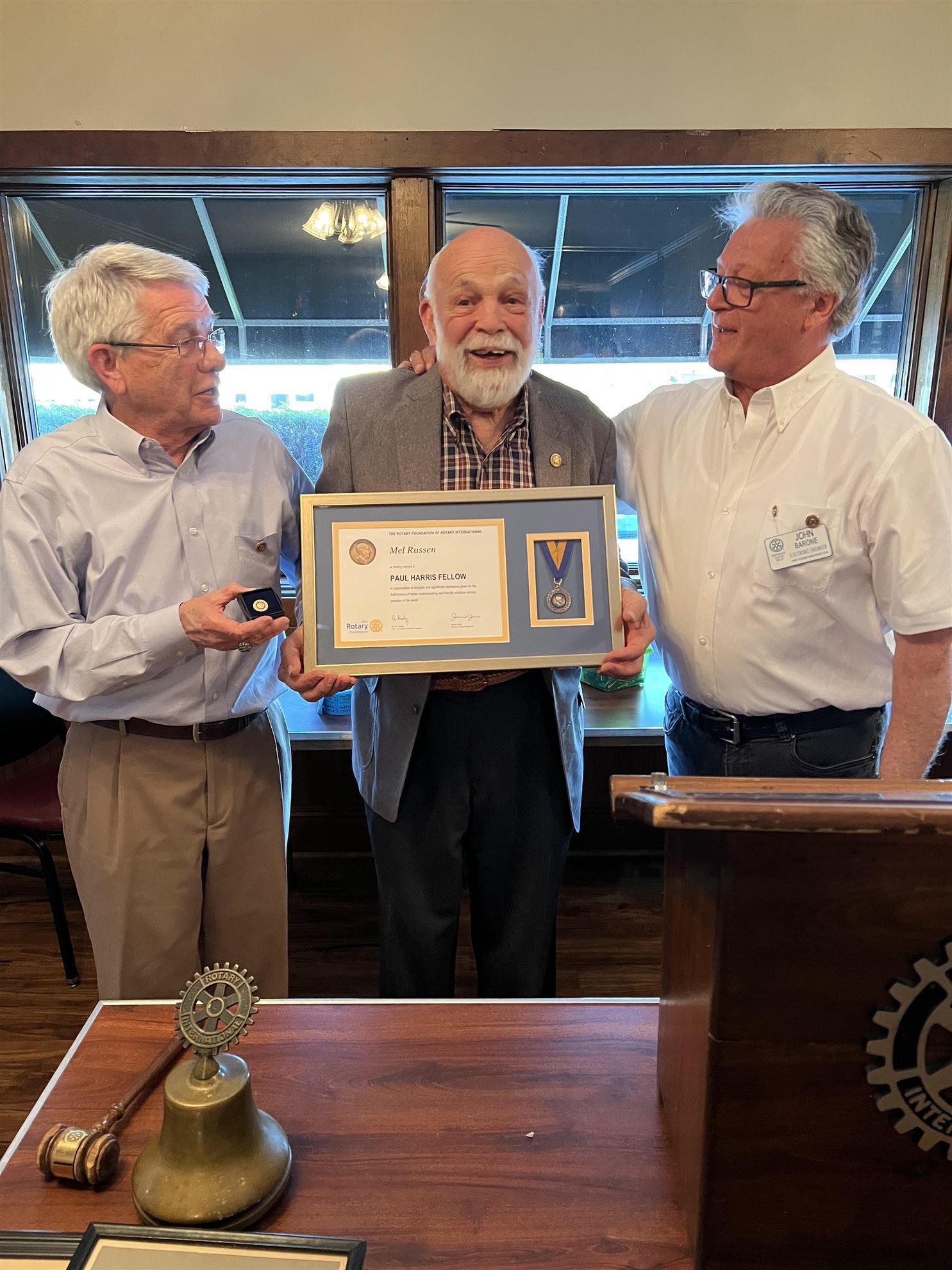 MEL GETTING PAUL HARRIS AWARD