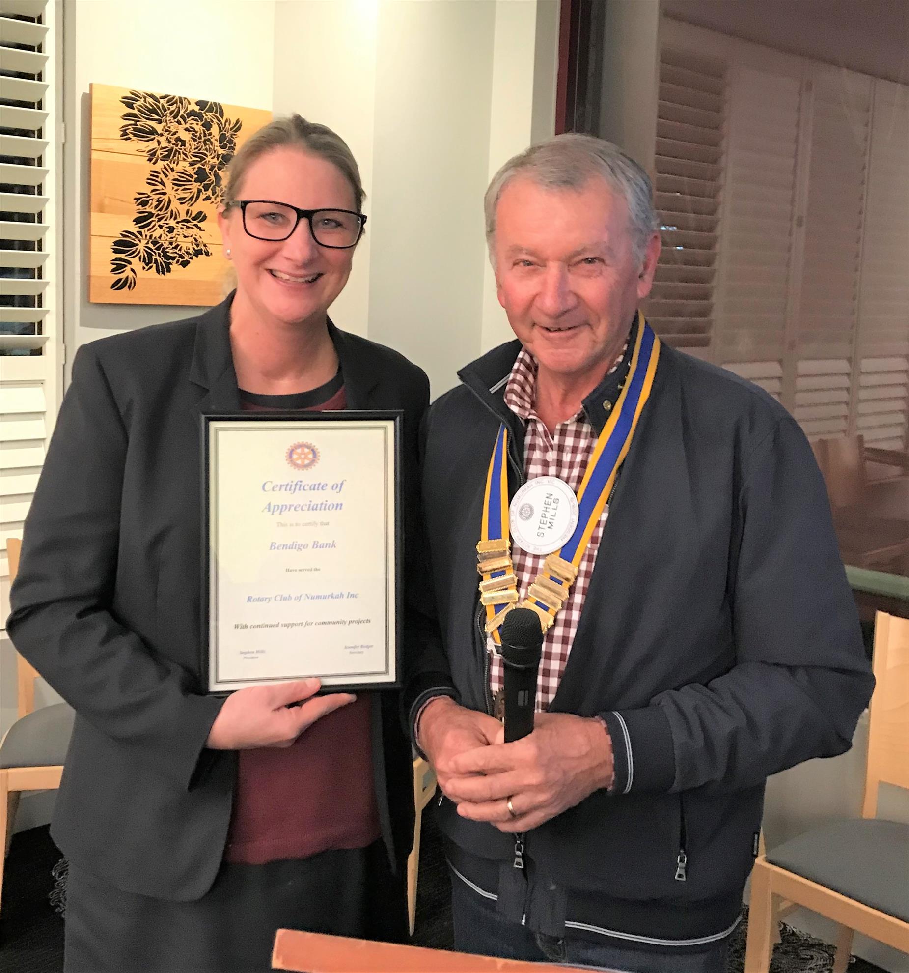Certificate of Appreciation | Rotary Club of Numurkah