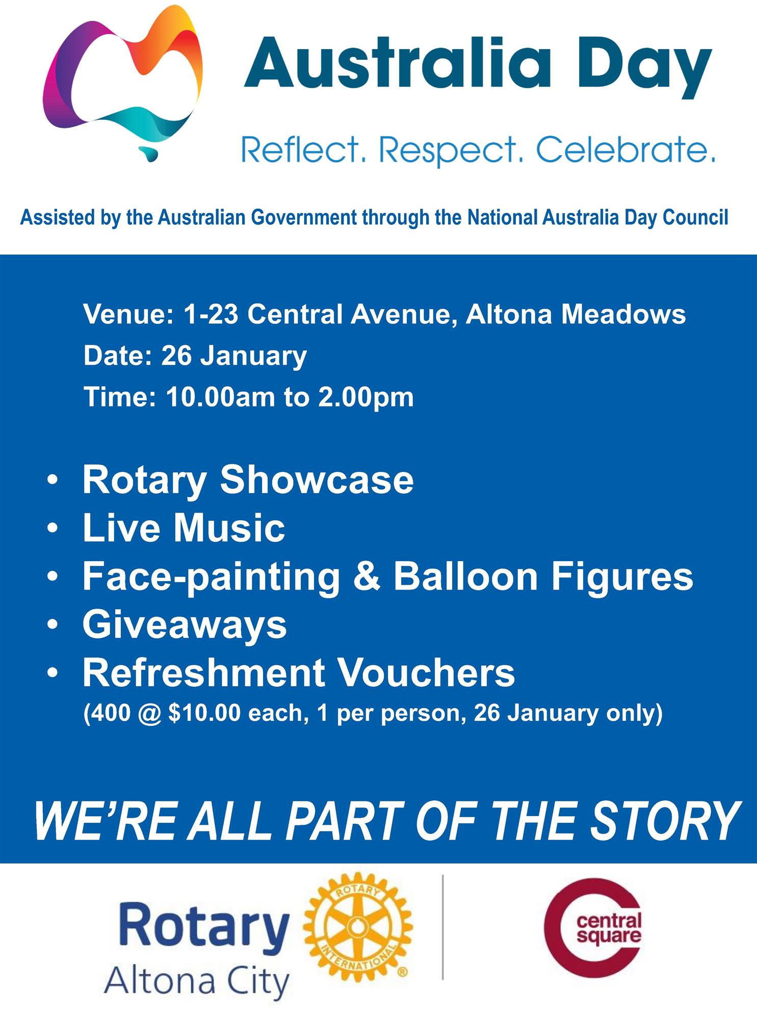 Rotary Brings You Australia Day 2024 at Central Square Shopping Centre Rotary Club of Altona City