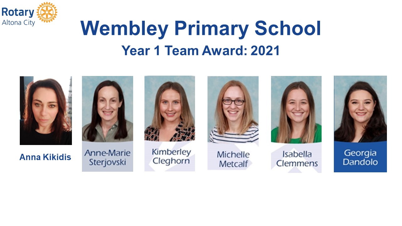 2021 Hobsons Bay Rotary Teacher Awards Year 1 Team Rotary Club of