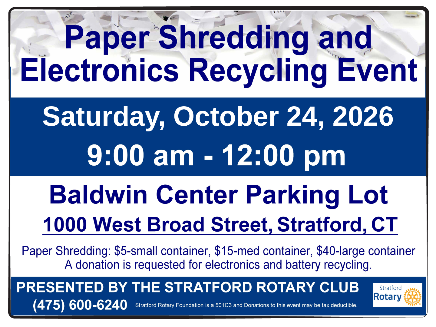 Paper Shredding Electronic Recycling Event Oct 2026