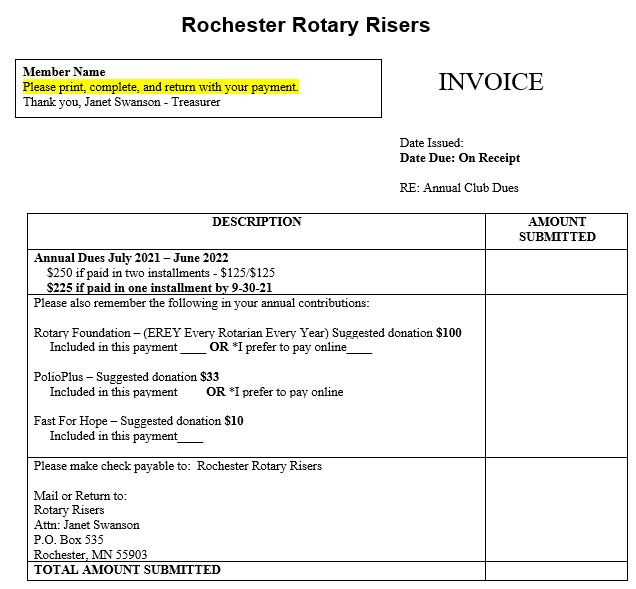 Rochester Risers News Bulletin of August 8, 2021 (Aug 06, 2021)