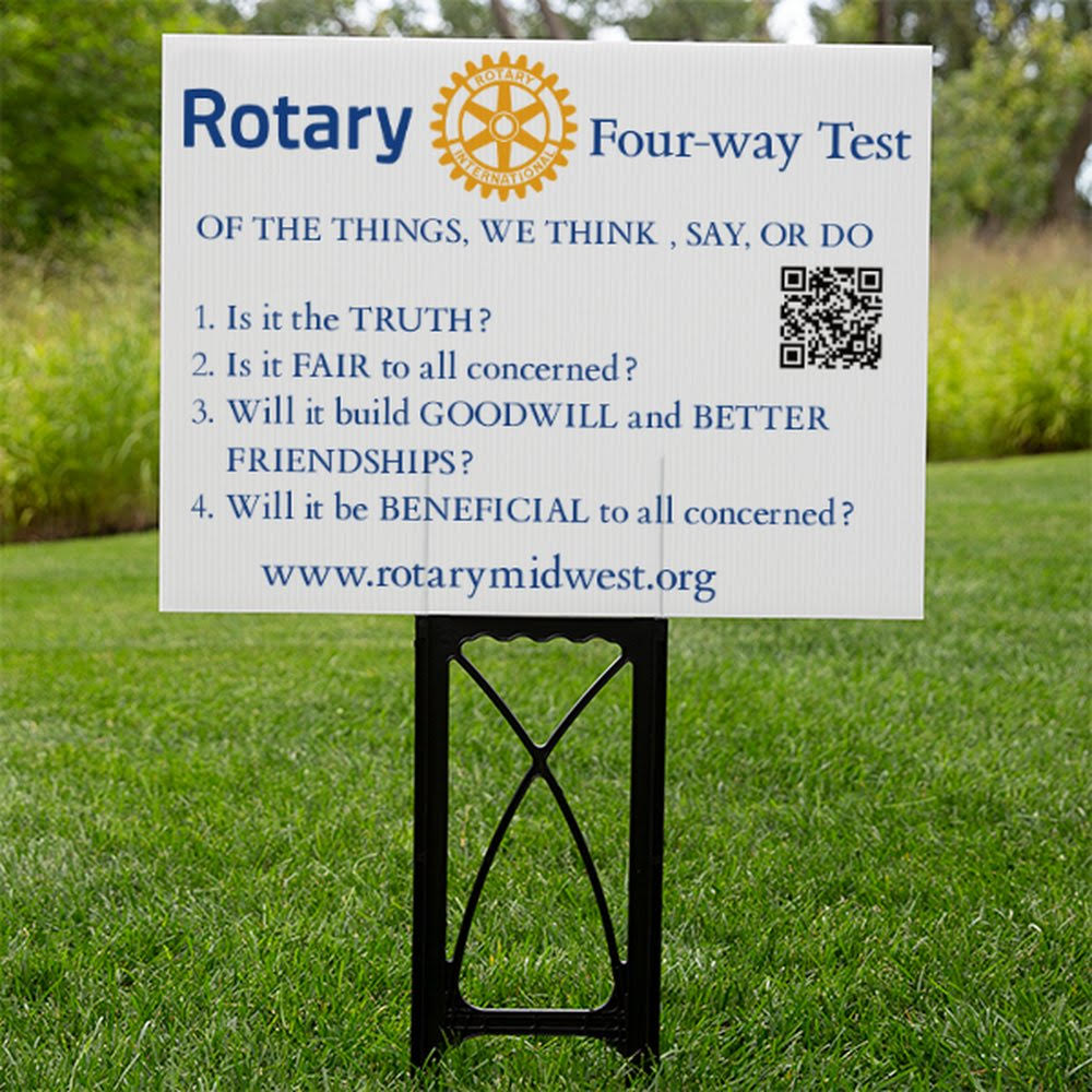 Rotary 4Way Test Lawn Signs Rotary Club of Rochester Risers