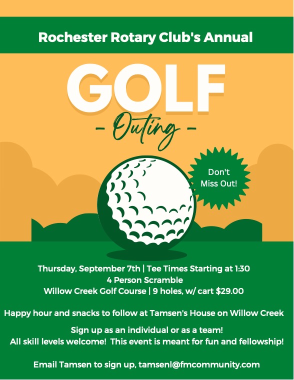 Rochester Rotary Club's Annual Golf Outing - September 7th SOCIAL EVENT ...