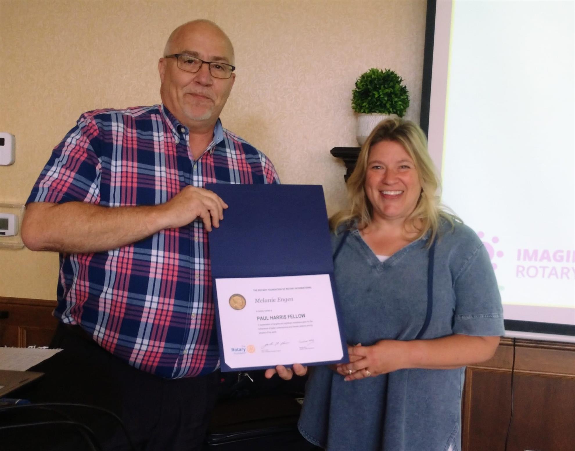 Pat and Altoona Interact Advisor Melanie Engen