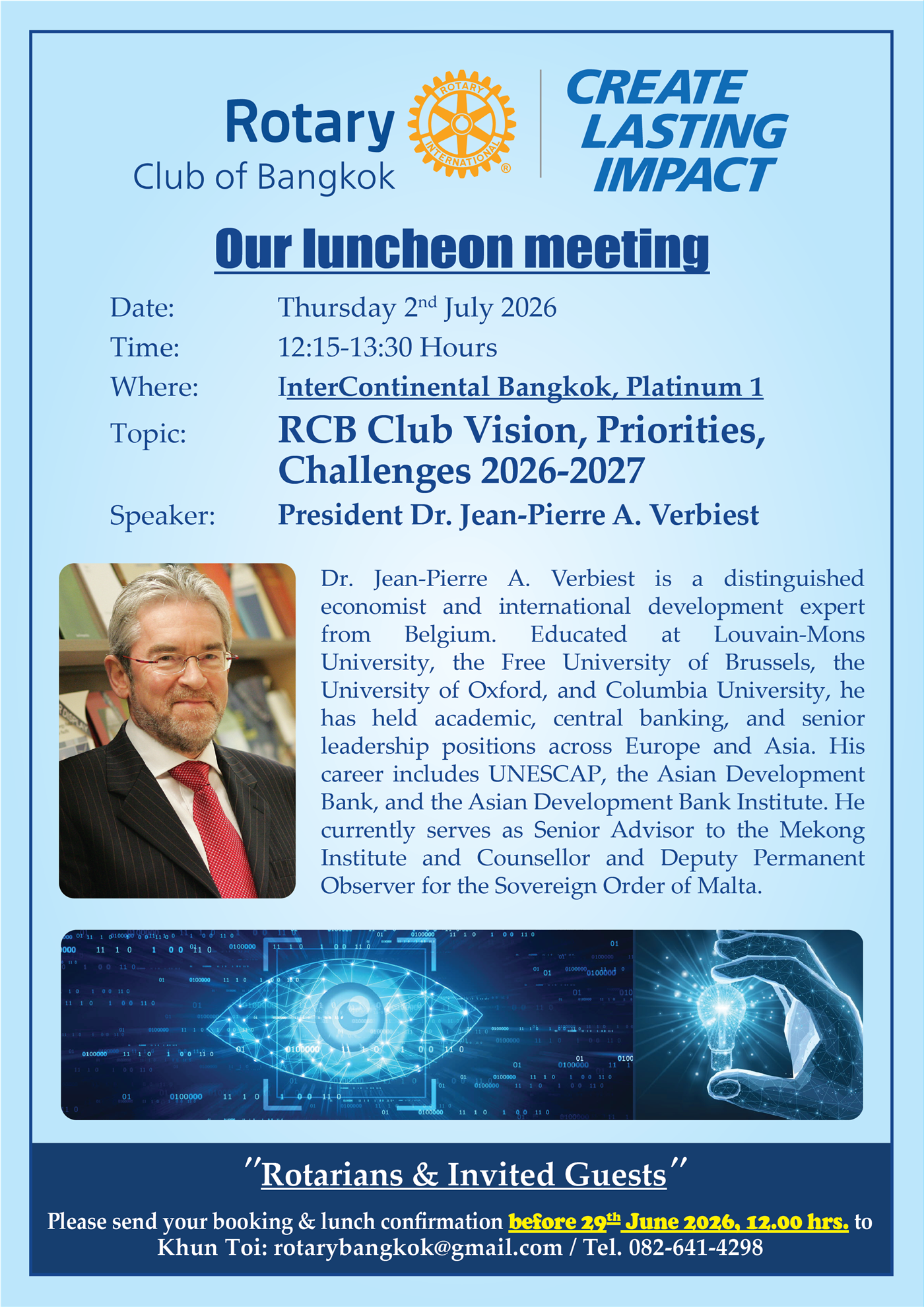 RCB Luncheon Meeting – RCB Club Vision, Priorities, Challenges 2026–2027